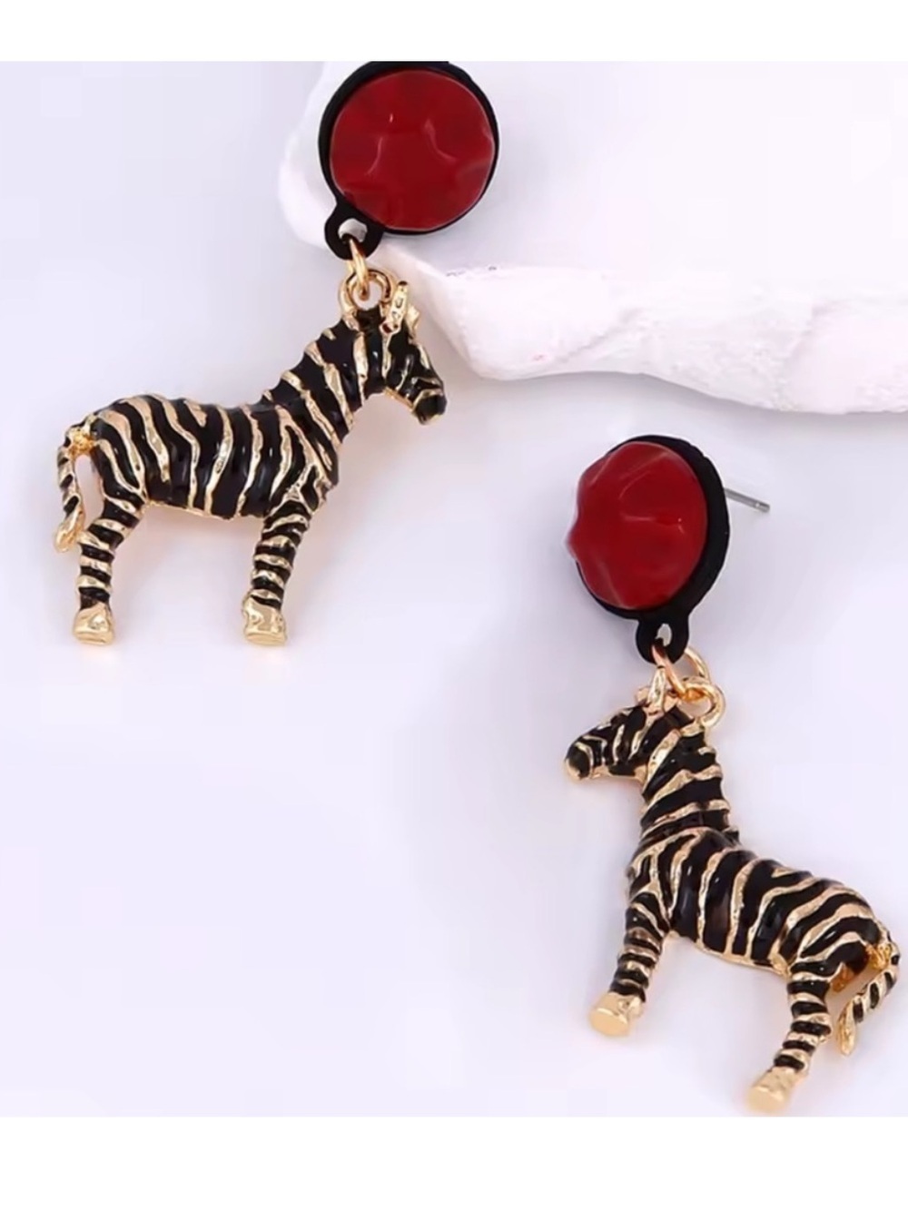 Zara Black and Red Zebra Dangle Earrings